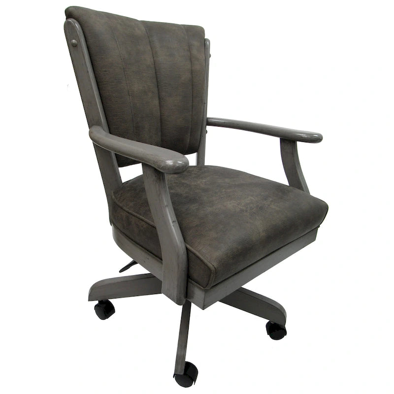 Chaise de salle à manger en bois massif pivotante et inclinable avec roulettes, chêne naturel