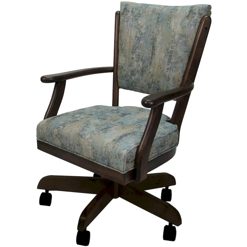 Chaise de salle à manger en bois massif pivotante et inclinable avec roulettes, chêne naturel