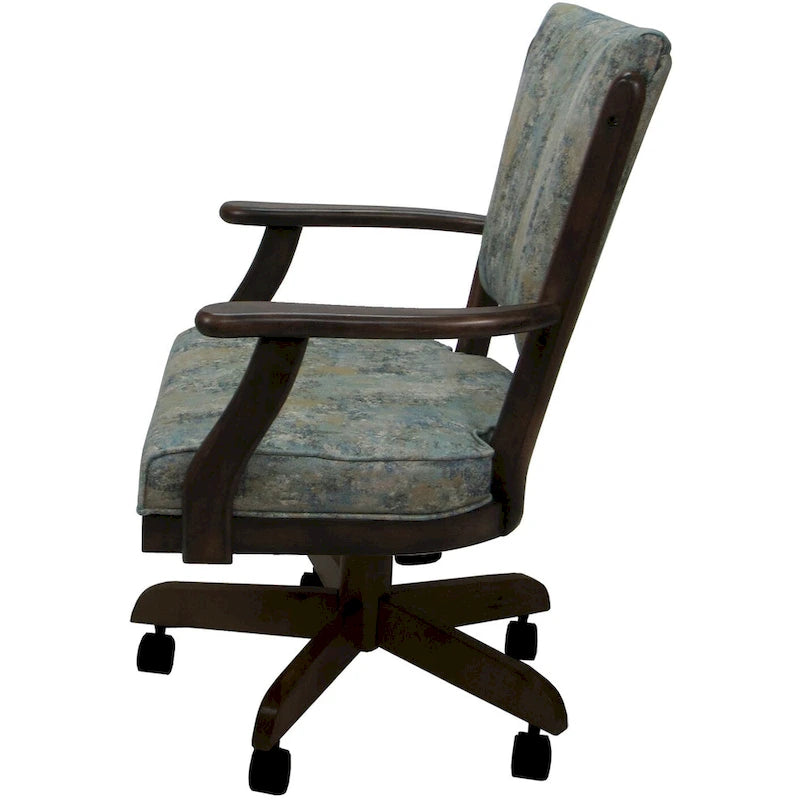 Chaise de salle à manger en bois massif pivotante et inclinable avec roulettes, chêne naturel