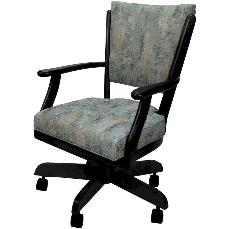 Chaise de salle à manger en bois massif pivotante et inclinable avec roulettes, chêne naturel