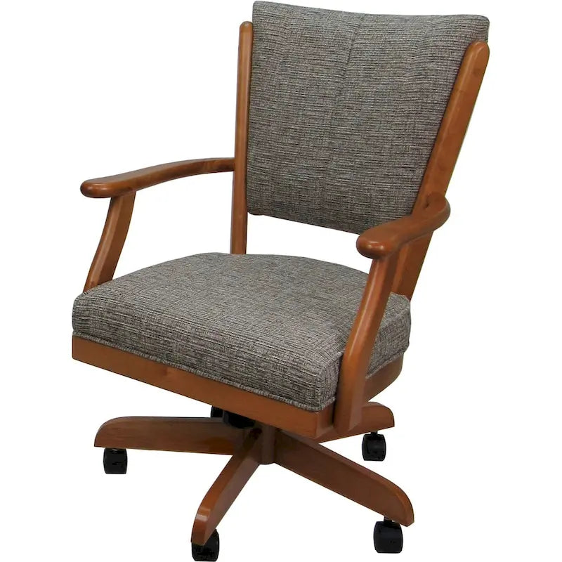 Chaise de salle à manger en bois massif pivotante et inclinable avec roulettes, chêne naturel