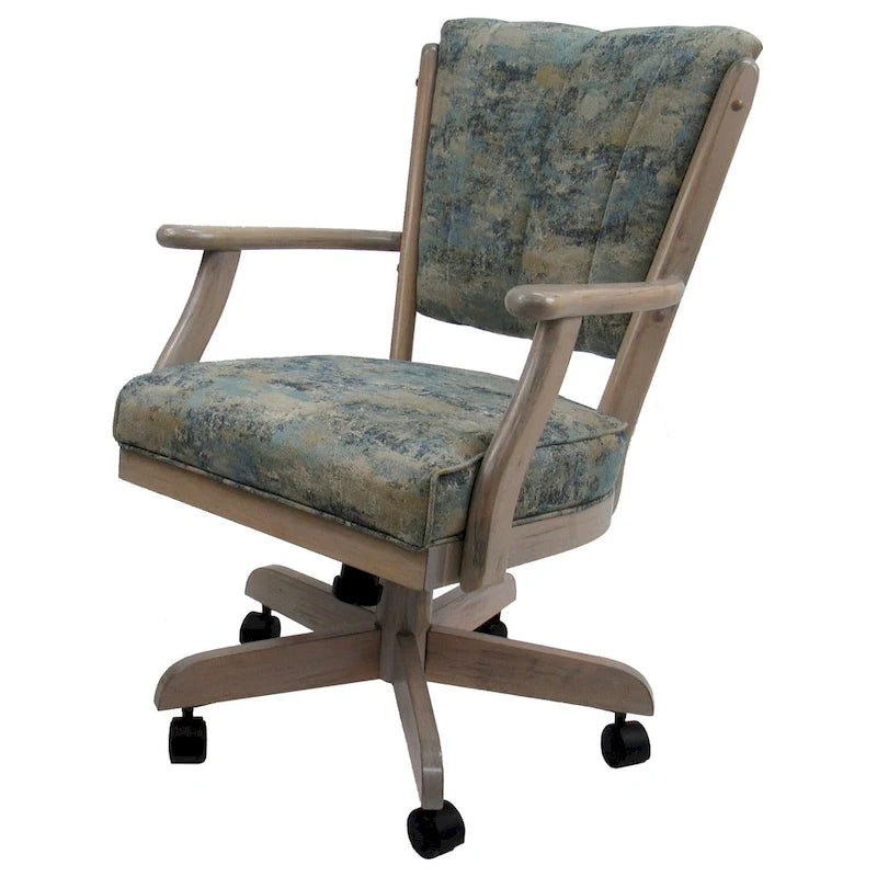 Chaise de salle à manger en bois massif pivotante et inclinable avec roulettes, chêne naturel