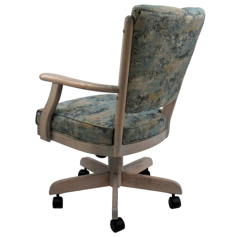 Chaise de salle à manger en bois massif pivotante et inclinable avec roulettes, chêne naturel