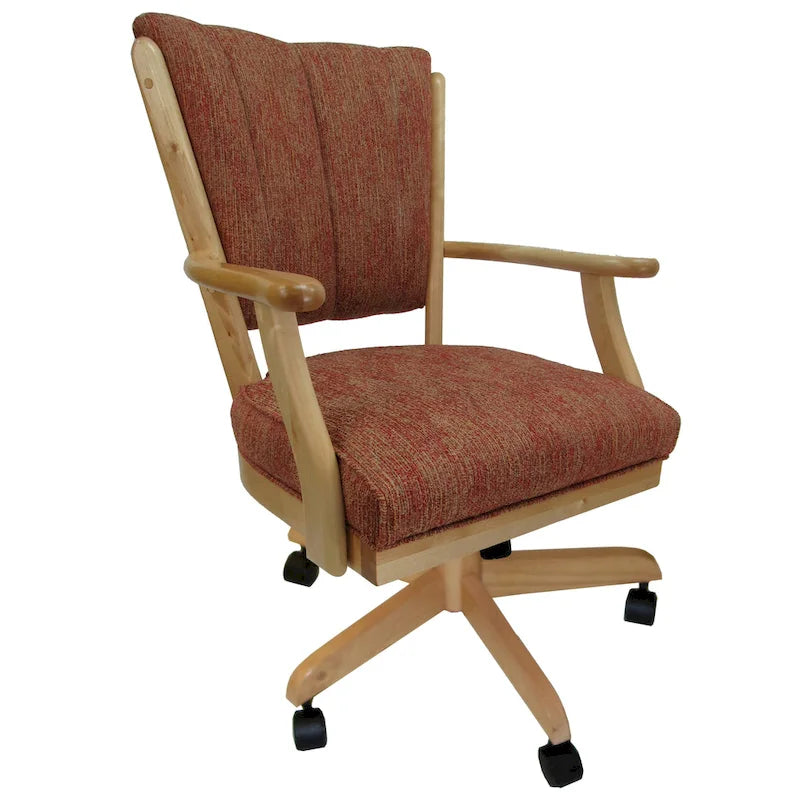 Chaise de salle à manger en bois massif pivotante et inclinable avec roulettes, chêne naturel