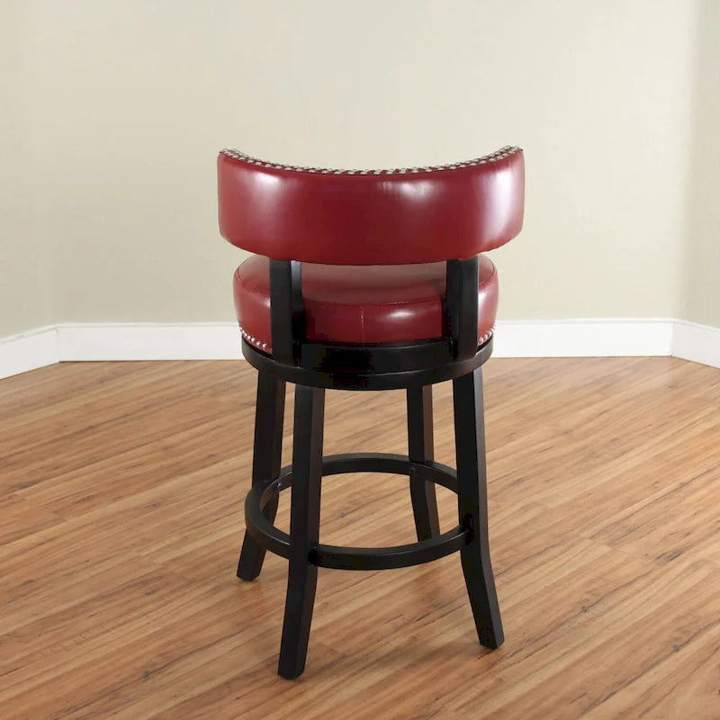 Tabouret de comptoir pivotant en similicuir avec garniture cloutée marron foncé