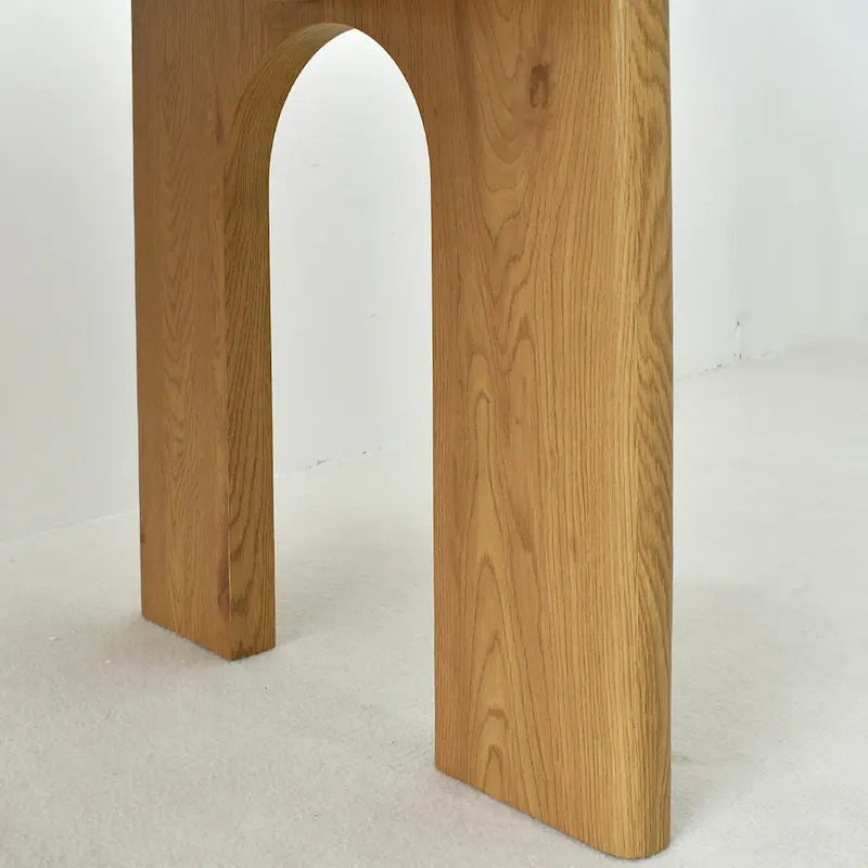 Table de salle à manger ovale Pied central arqué Fini bois de chêne naturel