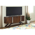 Meuble TV en noyer massif style Mid-Century Modern avec portes de rangement
