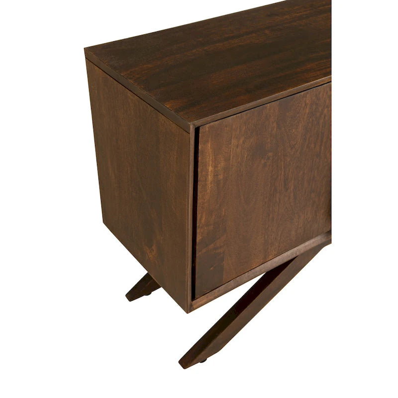 Meuble TV en noyer massif style Mid-Century Modern avec portes de rangement