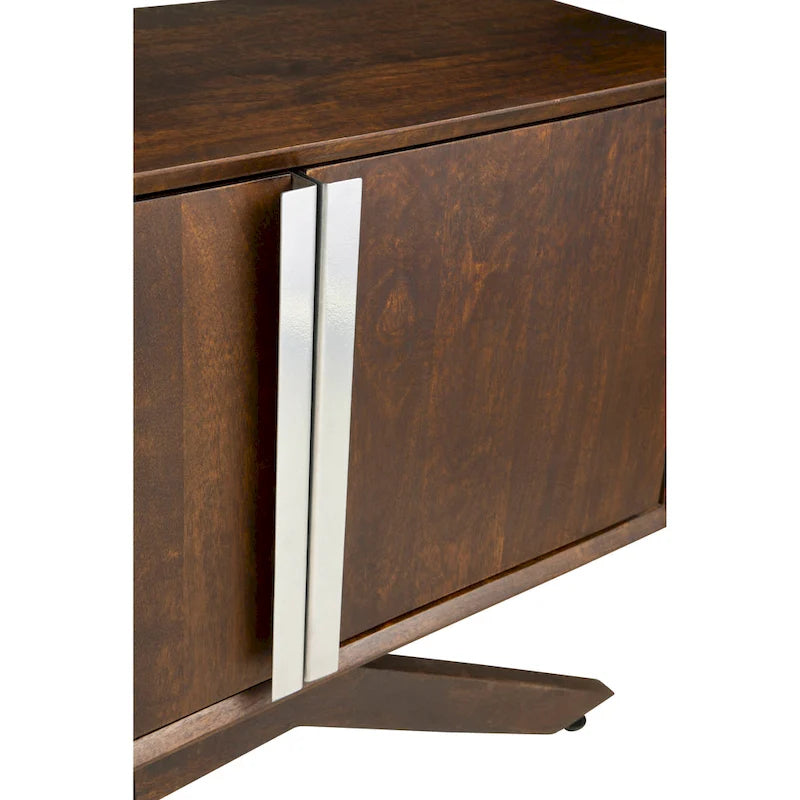 Meuble TV en noyer massif style Mid-Century Modern avec portes de rangement