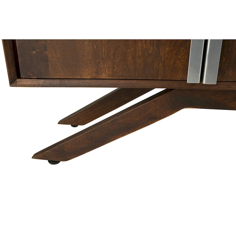 Meuble TV en noyer massif style Mid-Century Modern avec portes de rangement