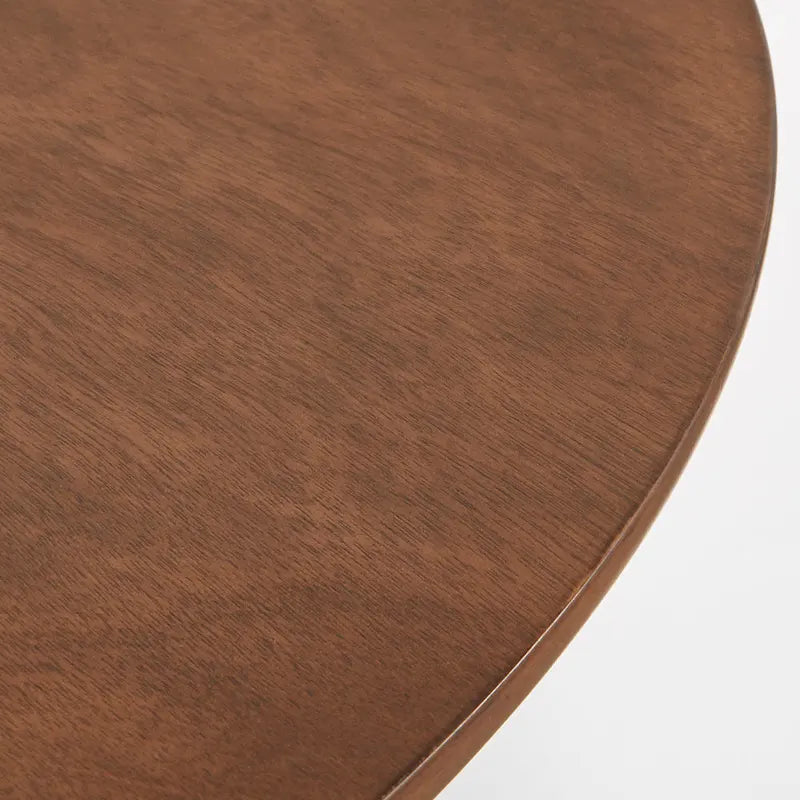 Table à manger ronde moderne du milieu du siècle avec piédestal à lattes Noyer Noir