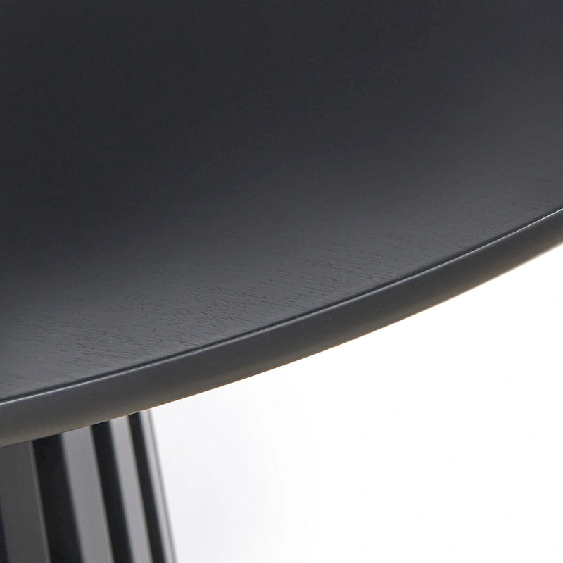 Table à manger ronde moderne du milieu du siècle avec piédestal à lattes Noyer Noir