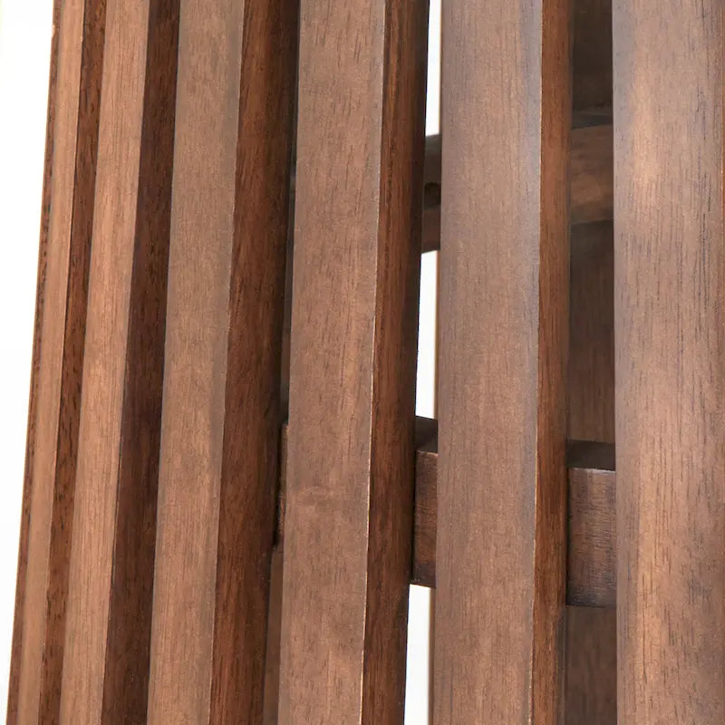 Table à manger ronde moderne du milieu du siècle avec piédestal à lattes Noyer Noir