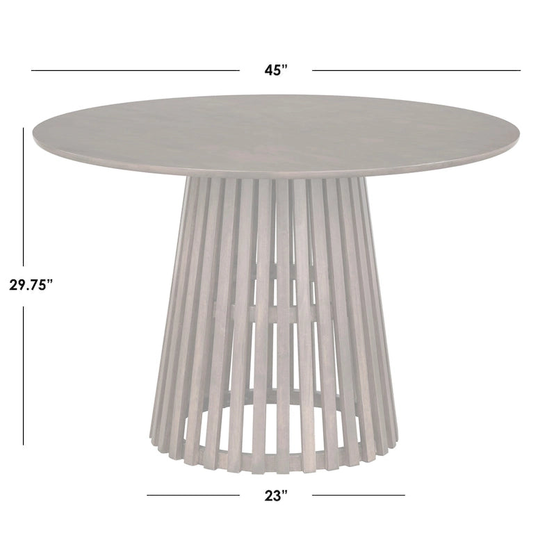Table à manger ronde moderne du milieu du siècle avec piédestal à lattes Noyer Noir