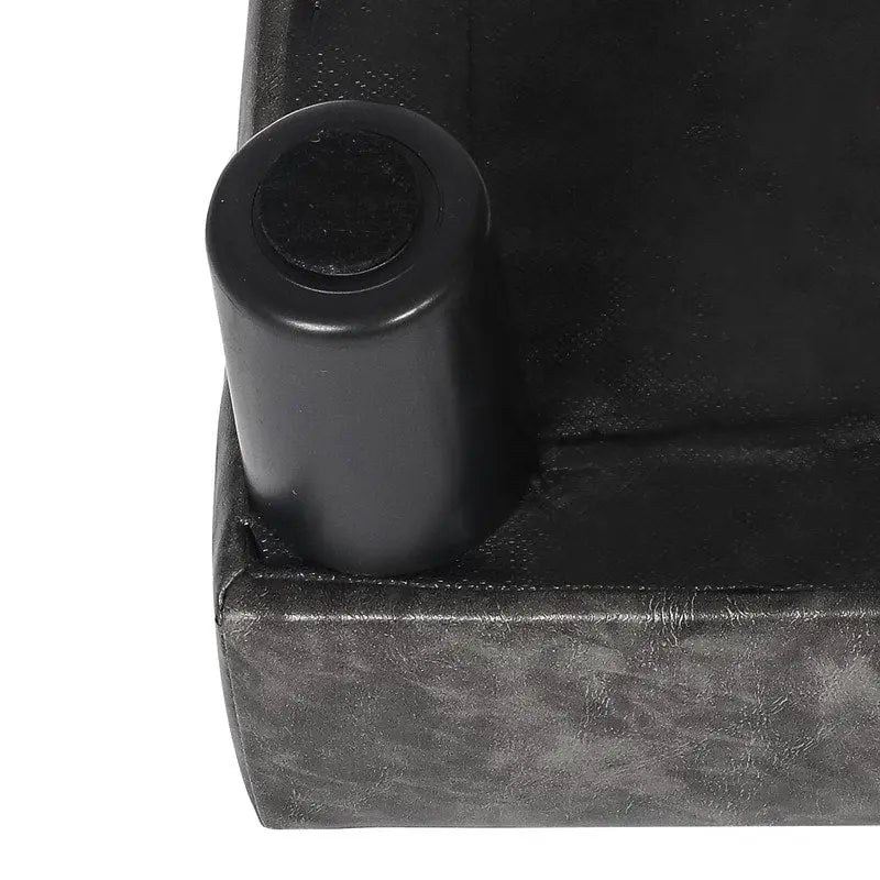 Repose-pieds/pouf carré en cuir PU gris foncé avec pieds en bois massif