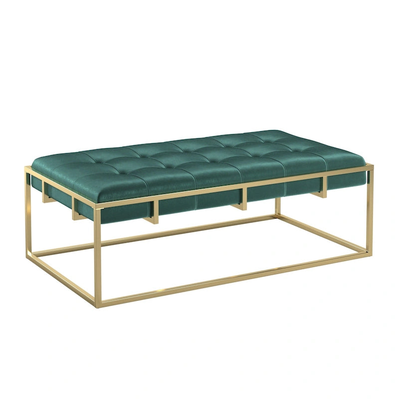 Pouf rectangulaire capitonné en velours doré Perdita par iNSPIRE Q Bold