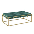 Pouf rectangulaire capitonné en velours doré Perdita par iNSPIRE Q Bold