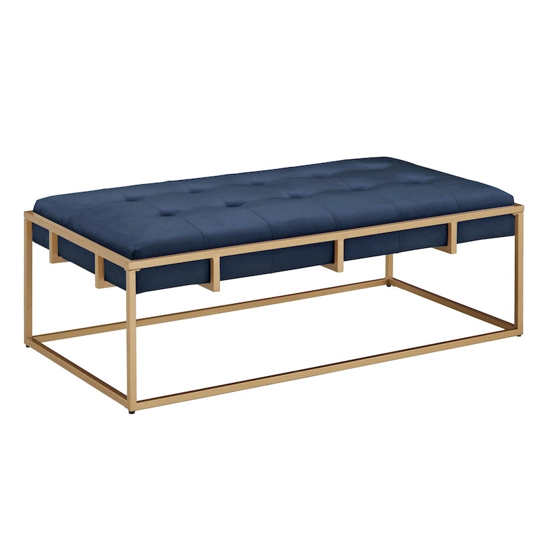 Pouf rectangulaire capitonné en velours doré Perdita par iNSPIRE Q Bold
