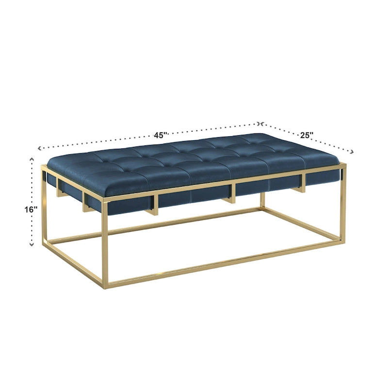 Pouf rectangulaire capitonné en velours doré Perdita par iNSPIRE Q Bold