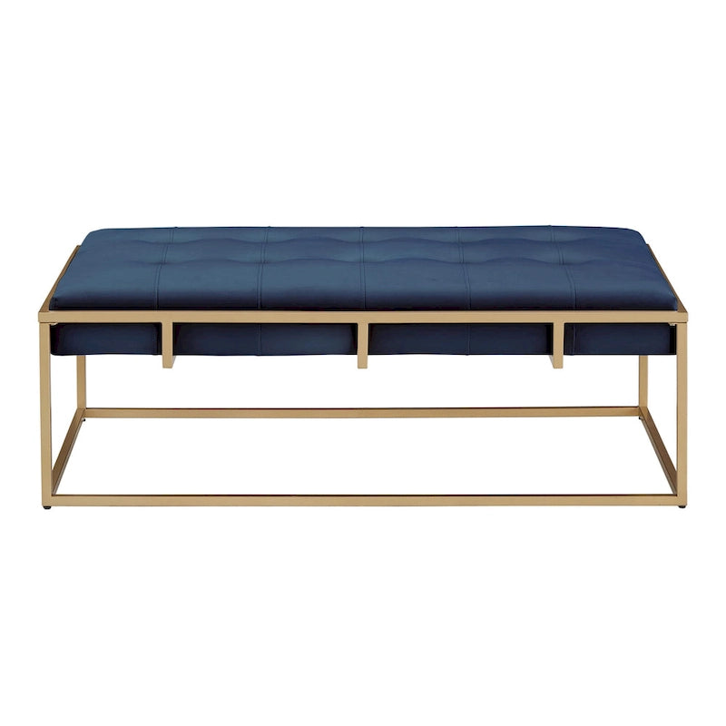 Pouf rectangulaire capitonné en velours doré Perdita par iNSPIRE Q Bold