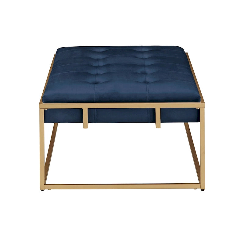 Pouf rectangulaire capitonné en velours doré Perdita par iNSPIRE Q Bold
