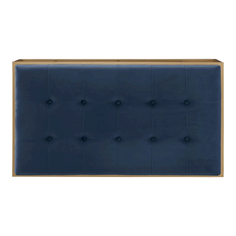 Pouf rectangulaire capitonné en velours doré Perdita par iNSPIRE Q Bold