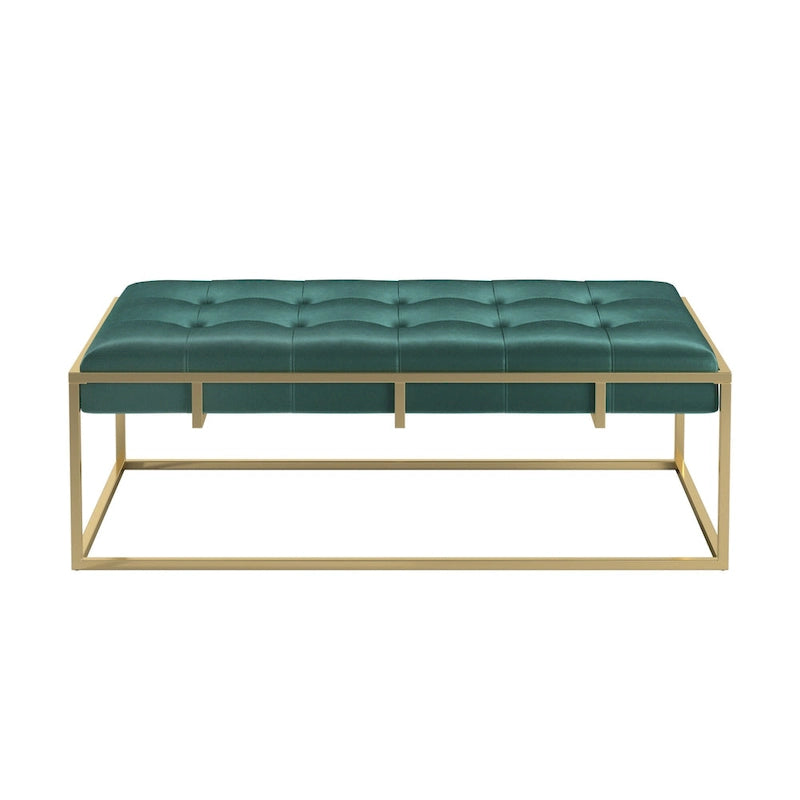Pouf rectangulaire capitonné en velours doré Perdita par iNSPIRE Q Bold