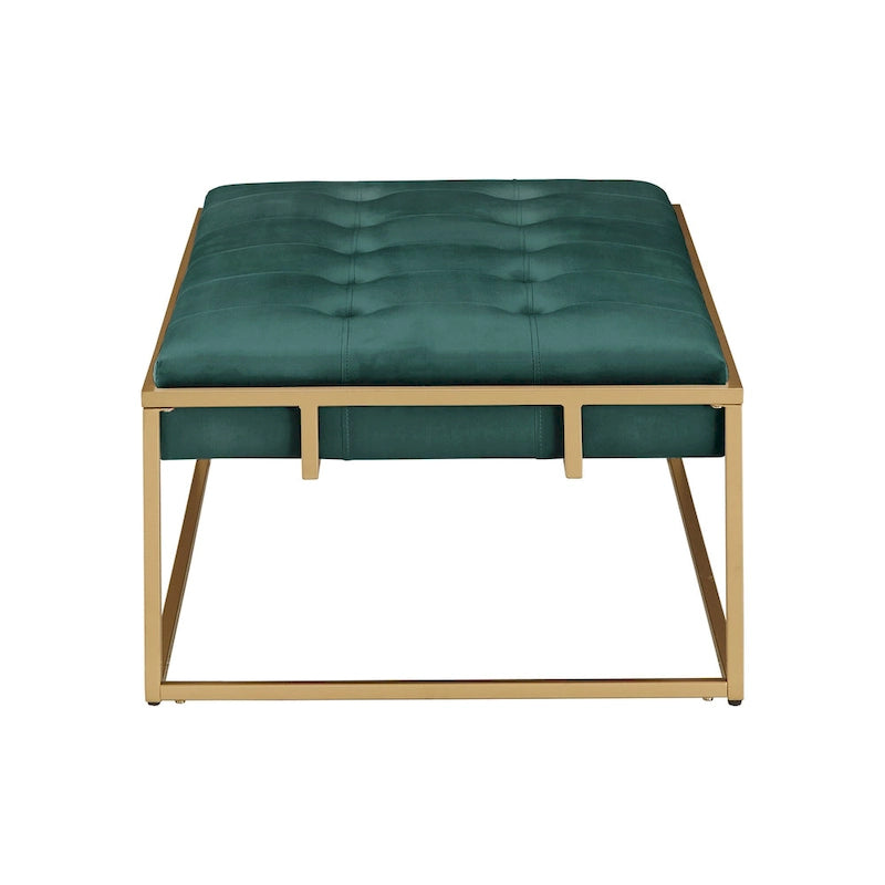 Pouf rectangulaire capitonné en velours doré Perdita par iNSPIRE Q Bold