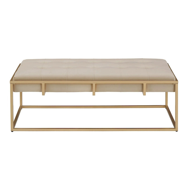 Pouf rectangulaire capitonné en velours doré Perdita par iNSPIRE Q Bold