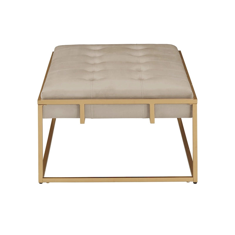 Pouf rectangulaire capitonné en velours doré Perdita par iNSPIRE Q Bold