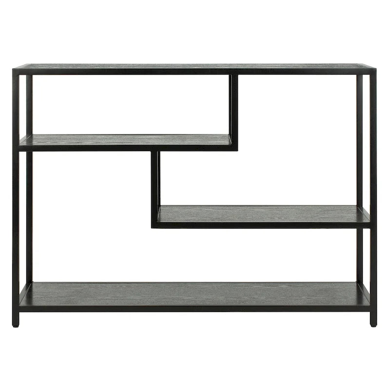 Console géométrique avec étagères asymétriques à 3 niveaux Or Noyer
