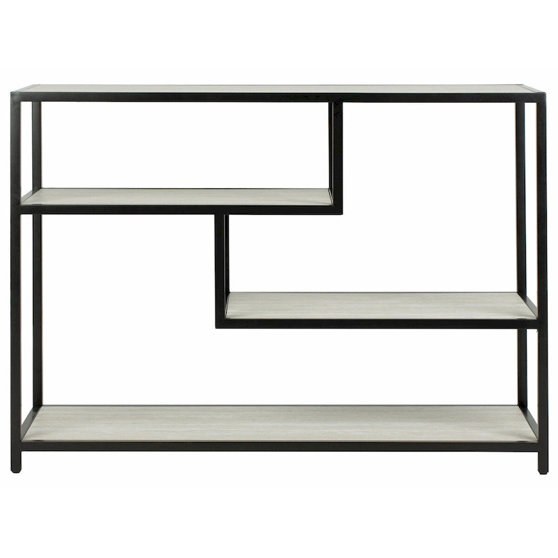 Console géométrique avec étagères asymétriques à 3 niveaux Or Noyer