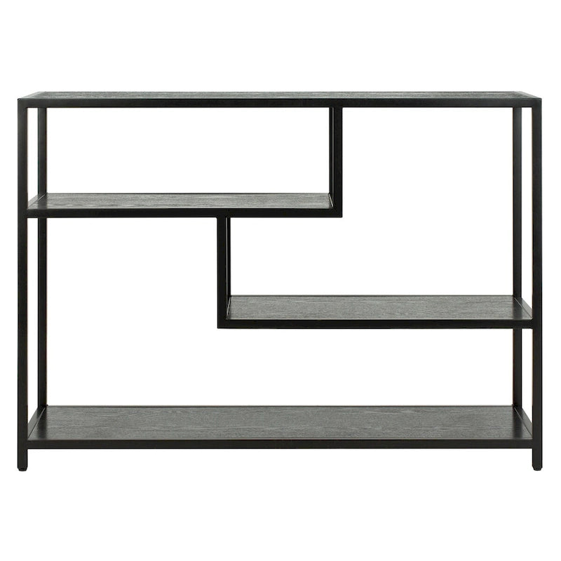 Console géométrique avec étagères asymétriques à 3 niveaux Or Noyer