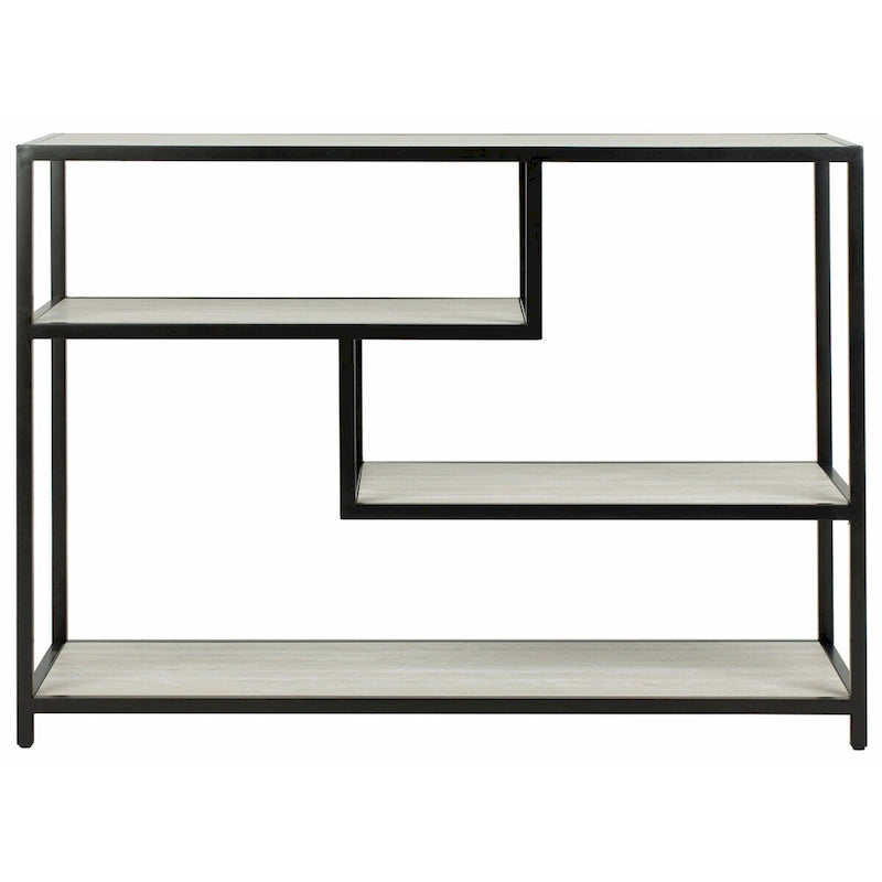 Console géométrique avec étagères asymétriques à 3 niveaux Or Noyer