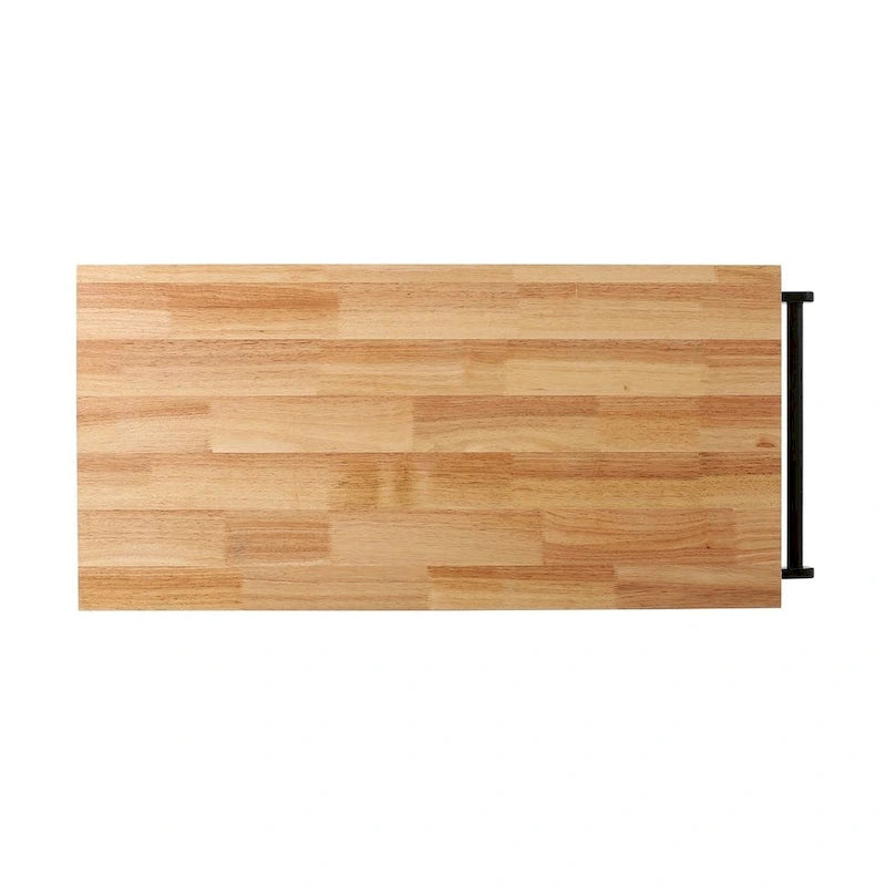 Desserte de cuisine noire roulante avec tiroir, armoire et étagères en bois d'hévéa