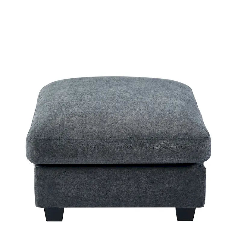 Canapé d'angle en forme de L avec méridienne réversible - Tissu lin gris foncé et beige