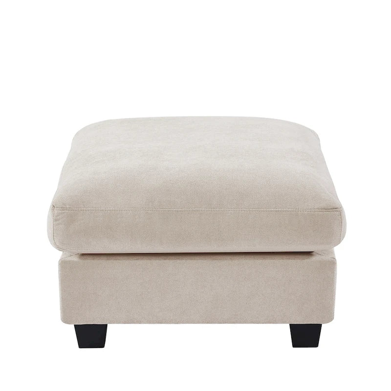 Canapé d'angle en forme de L avec méridienne réversible - Tissu lin gris foncé et beige
