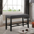 Banc rembourré hauteur comptoir lin coton clous de tapissier gris bleu havane