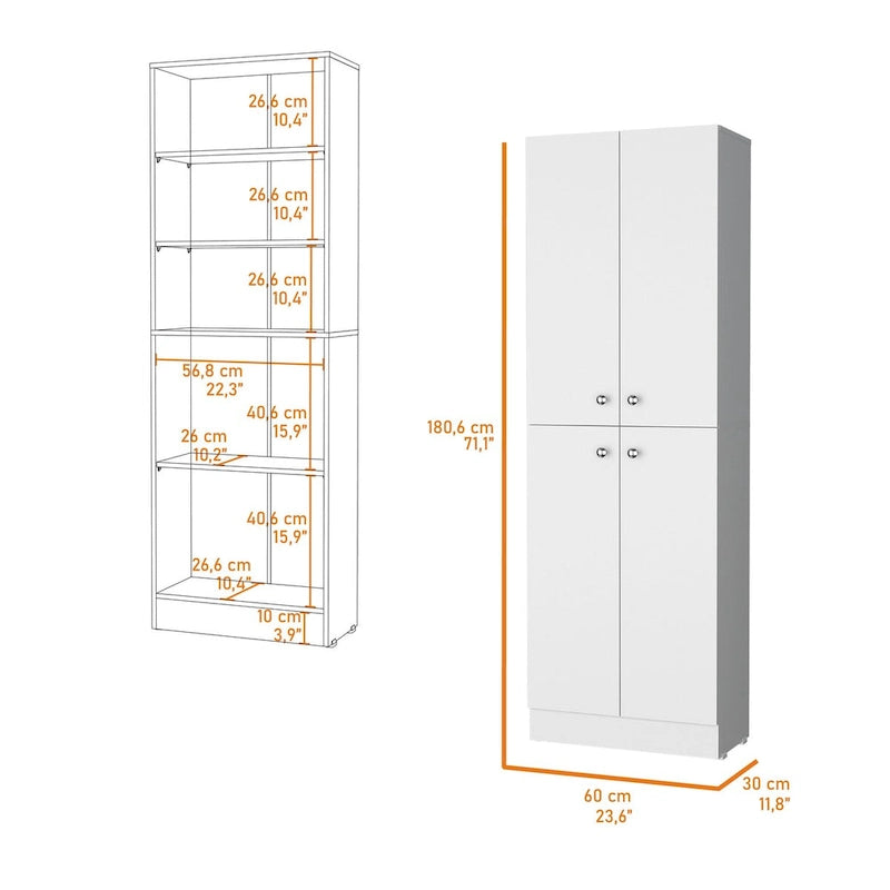 Armoire de rangement de cuisine haute noire moderne avec 4 portes