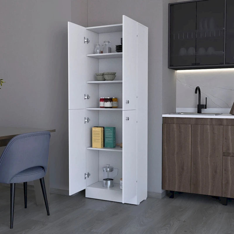 Armoire de rangement de cuisine haute noire moderne avec 4 portes