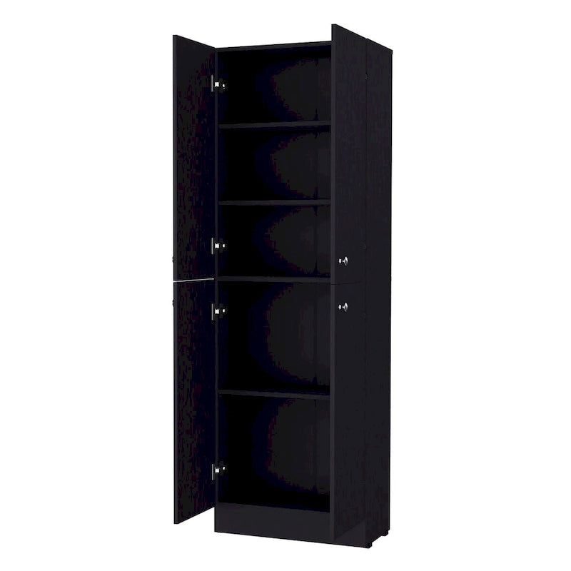 Armoire de rangement de cuisine haute noire moderne avec 4 portes