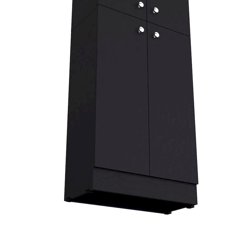 Armoire de rangement de cuisine haute noire moderne avec 4 portes