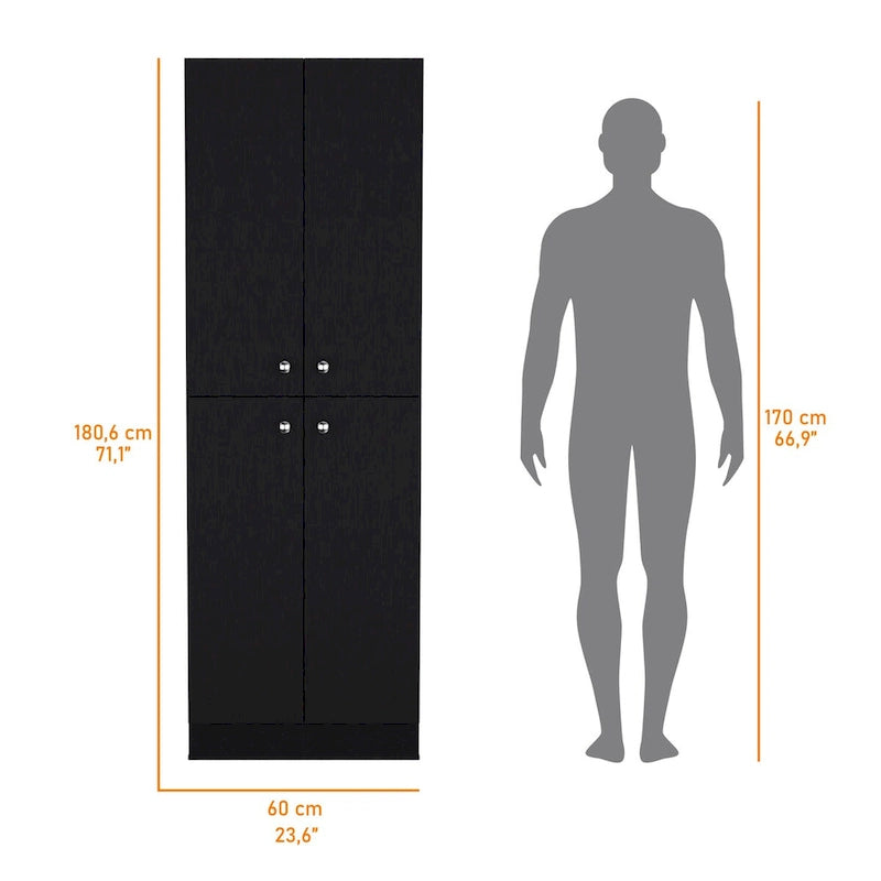 Armoire de rangement de cuisine haute noire moderne avec 4 portes