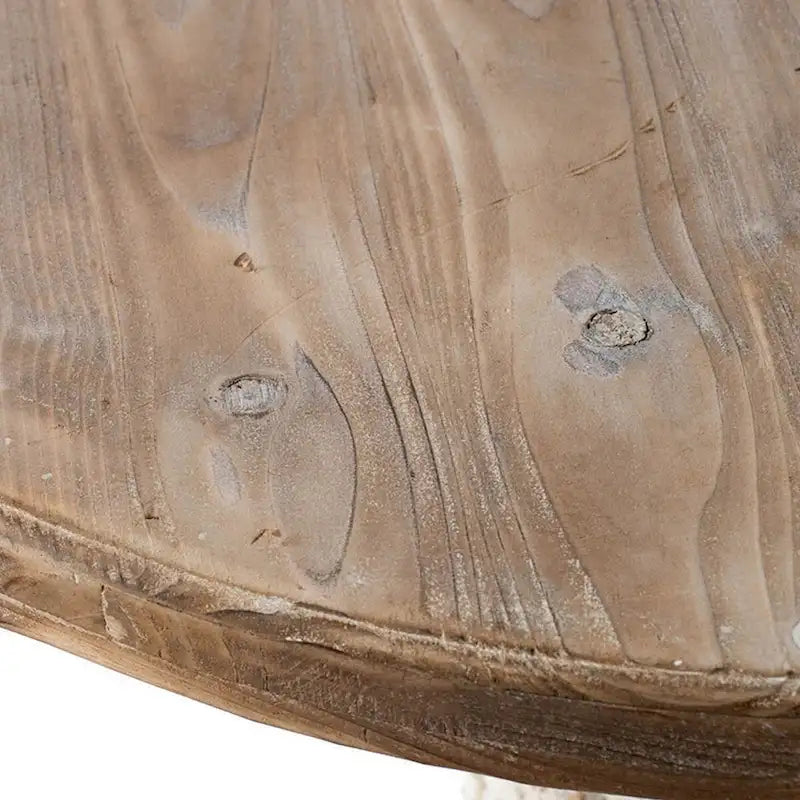 Table d'appoint ronde en bois, dessus blanc antique, base piédestal avec urne florale