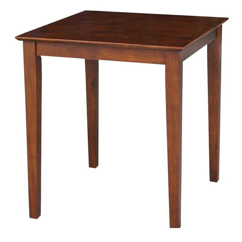 Table à manger carrée en bois massif Espresso avec pieds Shaker