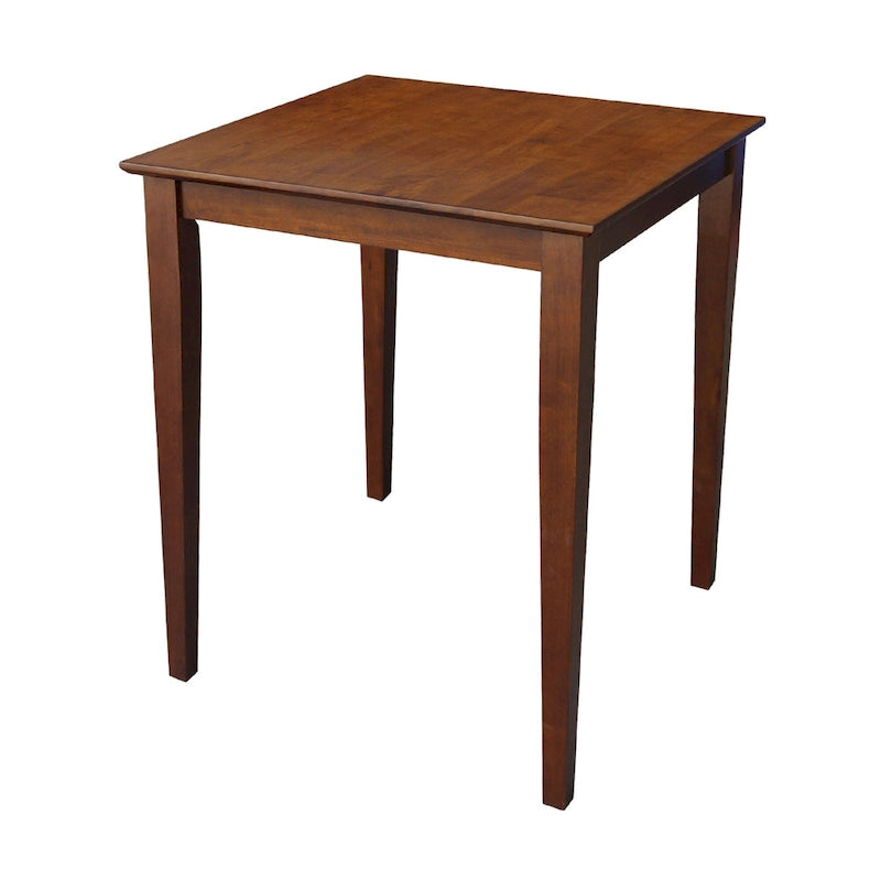 Table à manger carrée en bois massif Espresso avec pieds Shaker