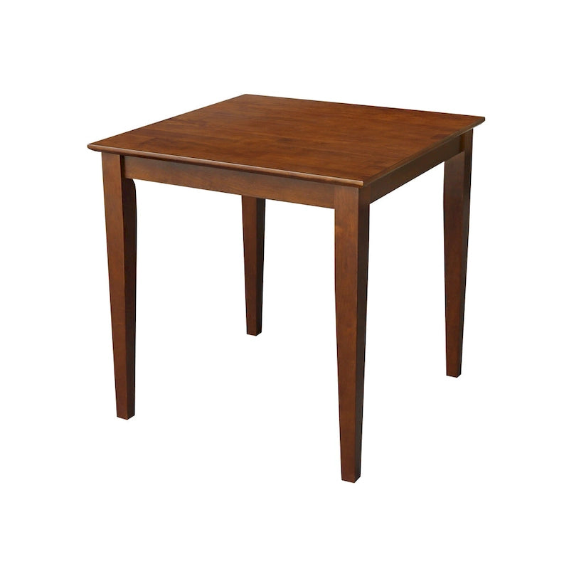 Table à manger carrée en bois massif Espresso avec pieds Shaker