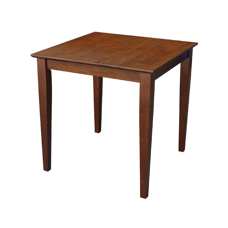 Table à manger carrée en bois massif Espresso avec pieds Shaker