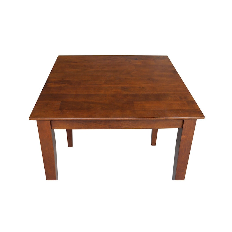 Table à manger carrée en bois massif Espresso avec pieds Shaker