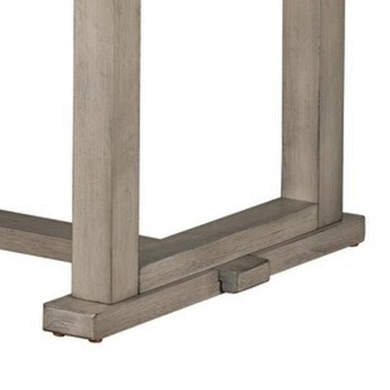 Table à manger rectangulaire en bois gris motif losanges, piètement tréteau style rustique